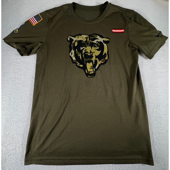 Chicago Bears Salute to Service The Nike Tee Long Sleeve Shirt Army Green Mens S - Picture 1 of 6